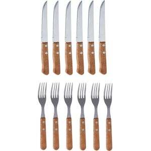 12-delige vorken &amp; messen set RVS zilver 21 cm - Besteksets