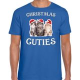 Kitten Kerst t-shirt / outfit Christmas cuties blauw voor heren - kerst t-shirts