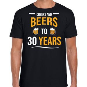 Cheers and beers 30 jaar verjaardag cadeau t-shirt zwart voor heren - Feestshirts
