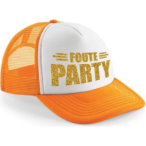 Foute party snapback/cap - oranje/wit - gouden letters - pet - dames/heren - Verkleedhoofddeksels
