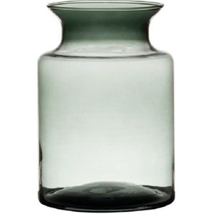 Grijze/transparante stijlvolle melkbus vaas/vazen van glas 20 cm - Bloemen/boeketten vaas voor binnen gebruik