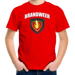 Brandweer met embleem verkleed t-shirt / outfit rood voor kinderen - Feestshirts