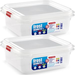 Vershoudbakje - 4x - met deksel - 17 x 16 x 7 cm - 1L - meal prep bakjes - Vershoudbakjes