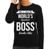 Worlds greatest boss/ baas cadeau sweater zwart voor dames - Feesttruien