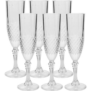 18x stuks Champagne glazen 200 ml van kunststof - Onbreekbare glazen
