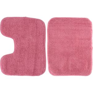 Badkamer/douche/toilet mat set fuchsia roze - Badmatjes