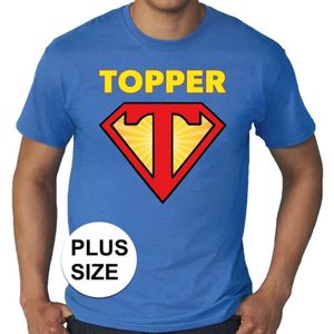 Grote maten Super Topper logo t-shirt blauw heren - Feestshirts