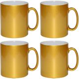 8x gouden koffie/ thee mokken 330 ml - Gouden cadeau koffiemok/ theemok