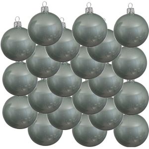 18x Mintgroene kerstballen 8 cm glanzende glas kerstversiering - Kerstbal