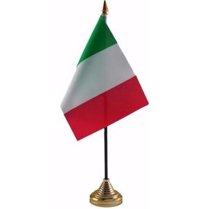 Polyester Italiaanse vlag voor op bureau 10 x 15 cm - Vlaggen