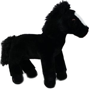 Knuffeldier Paard Winston - zachte pluche stof - premium kwaliteit knuffels - zwart - 30 cm - Knuffel boederijdieren