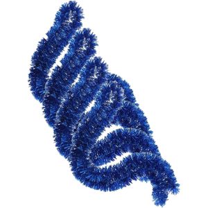 4x stuks kerstboom folie slingers/lametta guirlandes van 180 x 7 cm in de kleur glitter blauw - Feestslingers