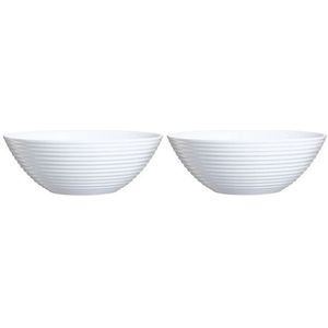 2x Salade schalen/slakommen van wit glas 27 cm - Saladeschalen