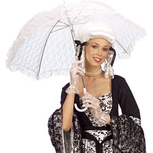 Witte kanten paraplu voor dames - Verkleedattributen