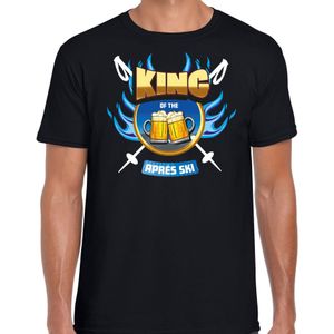 Wintersport verkleed t-shirt voor heren - king of the apres ski - zwart - bier/winter outfit - Feestshirts
