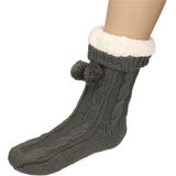 Gebreide antracietgrijze huissokken - Verwarmde sokken