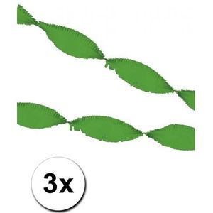 3 Groene slingers van crepe papier 5 m - Feestslingers