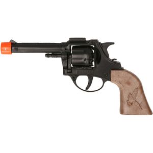 Cowboy/politie speelgoed revolver/pistool metaal 8 schots plaffertjes - Verkleedattributen
