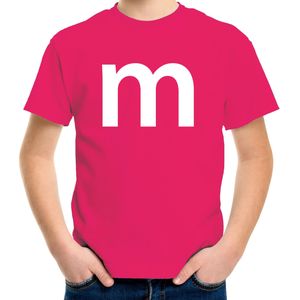 Letter M verkleed/ carnaval t-shirt roze voor kinderen - Feestshirts