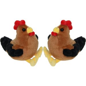 Set van 2x Stuks Pluche Knuffel Dieren Kip Vogel van 15 cm - Speelgoed Kippen Knuffels