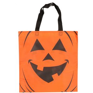 Trick or treat tas voor snoep - oranje - 35 x 37 cm - Verkleedtassen