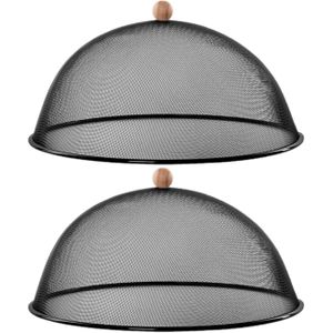 Set van 2x stuks luxe stevige vliegenkappen/voedselkappen zwart metaal 43 cm - Afdekkappen
