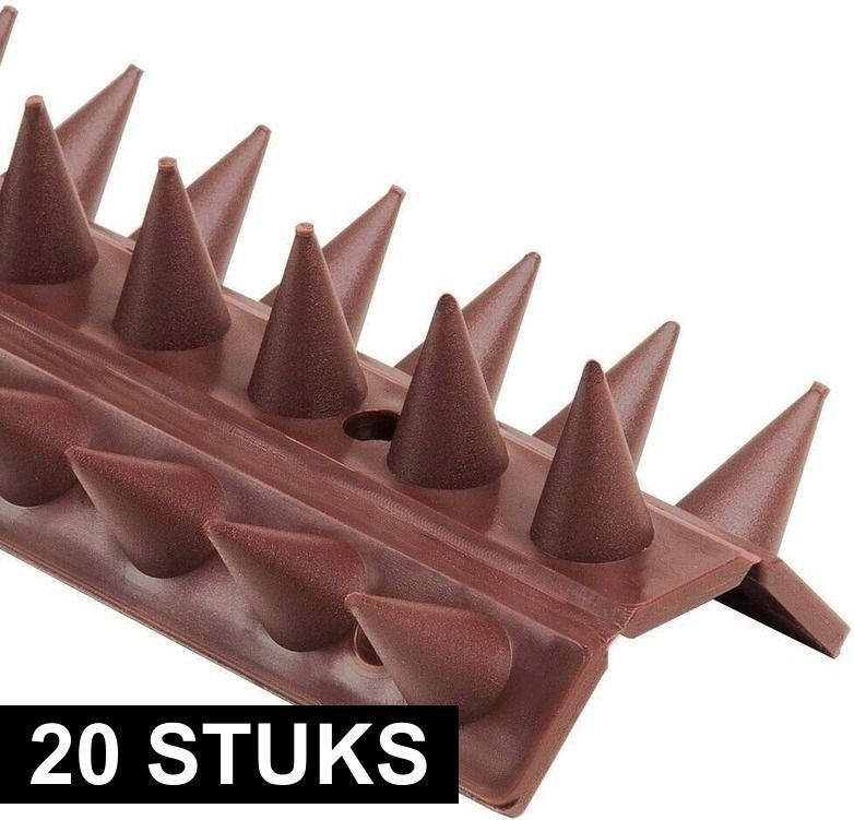 20x Antiklimstrip tegen inbraak / katten / vogels 50 x 4,5 x 1,7 cm - 10 meter - Vogelpinnen / kattenpinnen - Hekpunten