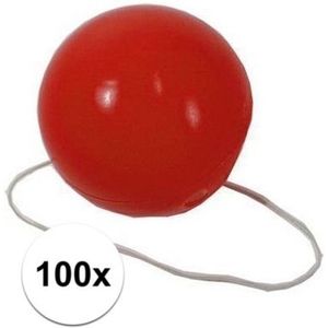 100x Feest plastic clownsneuzen rood - Verkleedneuzen