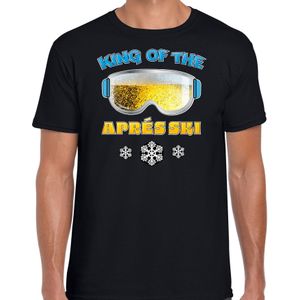Apres ski t-shirt voor heren - king of the apres ski - zwart - wintersport - bier - Feestshirts