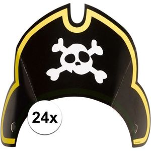 24x Feestartikelen piraat/piraten party hoedjes speelgoed - Verkleedhoofddeksels