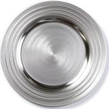 2x Diner/kerstdiner borden/onderborden zilver 33 cm rond - Onderbord / kaarsenbord / onderzet bord