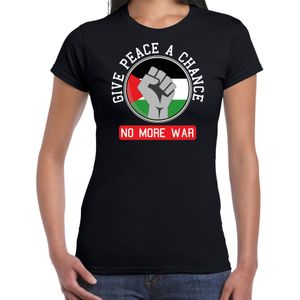 Protest T-shirt voor dames - Palestina - give peace a chance, no more war - zwart - vrede - Feestshirts