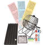 Bingo spel zwart/wit complete set 29 cm nummers 1-75 met molen/168x bingokaarten/2x stiften - Kansspelen
