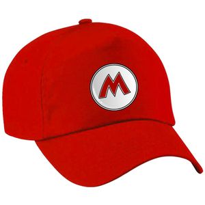 Game verkleed pet - loodgieter Mario - rood - kinderen - unisex - carnaval/themafeest outfit - Verkleedhoofddeksels