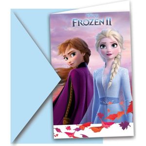 Kinder Disney Frozen 2 uitnodigingen 6 stuks - Uitnodigingen