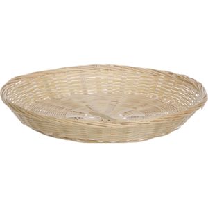 Fruitmand/fruitschaal rond - bamboe hout - D30 cm - mandje rotan/riet - laag model