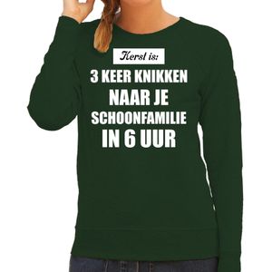 Groene foute kersttrui / sweater Kerst is 3 keer knikken naar schoonfamilie outfit dames - kerst truien