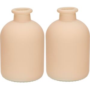 Jodeco Bloemenvaas Avignon - 2x - glas - mat taupe - H17 x D11 cm