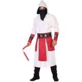Halloween - Carnaval/feest ninja verkleedoutfit wit/rood voor heren - Carnavalskostuums