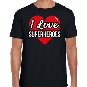I love superheroes / superhelden verkleed t-shirt zwart voor heren - Outfit verkleed feest - Feestshirts