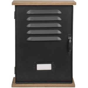 Locker sleutelkastje zwart van hout/metaal 20 x 27.5 cm - Sleutelkastjes
