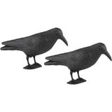 Set van 2x stuks vogelverschrikkers/ duivenverjagers raaf/zwarte kraai 38 cm - vogels verjagen