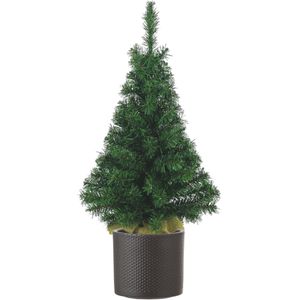 Volle kunst kerstboom 75 cm inclusief donkergrijze pot - Kunstkerstboom