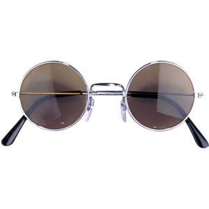 Hippie Flower Power Sixties ronde glazen zonnebril bruin - Verkleedbrillen