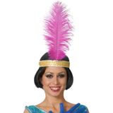 Roze pauwenveer charleston/jaren 20 verkleed accessoire 40 cm - Verkleedattributen