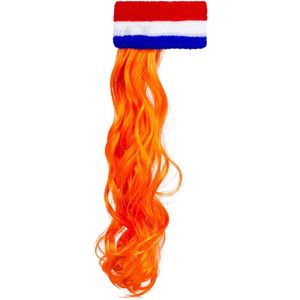 Oranje/holland fan artikelen haarband met haar - Verkleedhaardecoratie