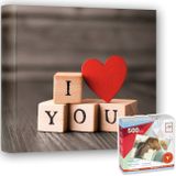 Fotoboek/fotoalbum I Love You met 30 paginas 24 x 24 x 3 cm inclusief plakkers - Fotoalbums