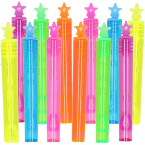 24x Bellenblaas Buisjes Neon Kleuren met Ster Dop 4 ml Voor Kinderen - Uitdeelspeelgoed
