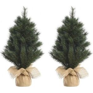 2x Kleine nep/kunst kerstbomen 45 cm - Kunstkerstboom