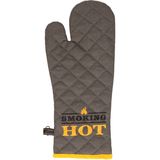 BBQ handschoenen - 2x - hittebestendig tot 250 graden - donker grijs/geel - katoen - ovenwanten